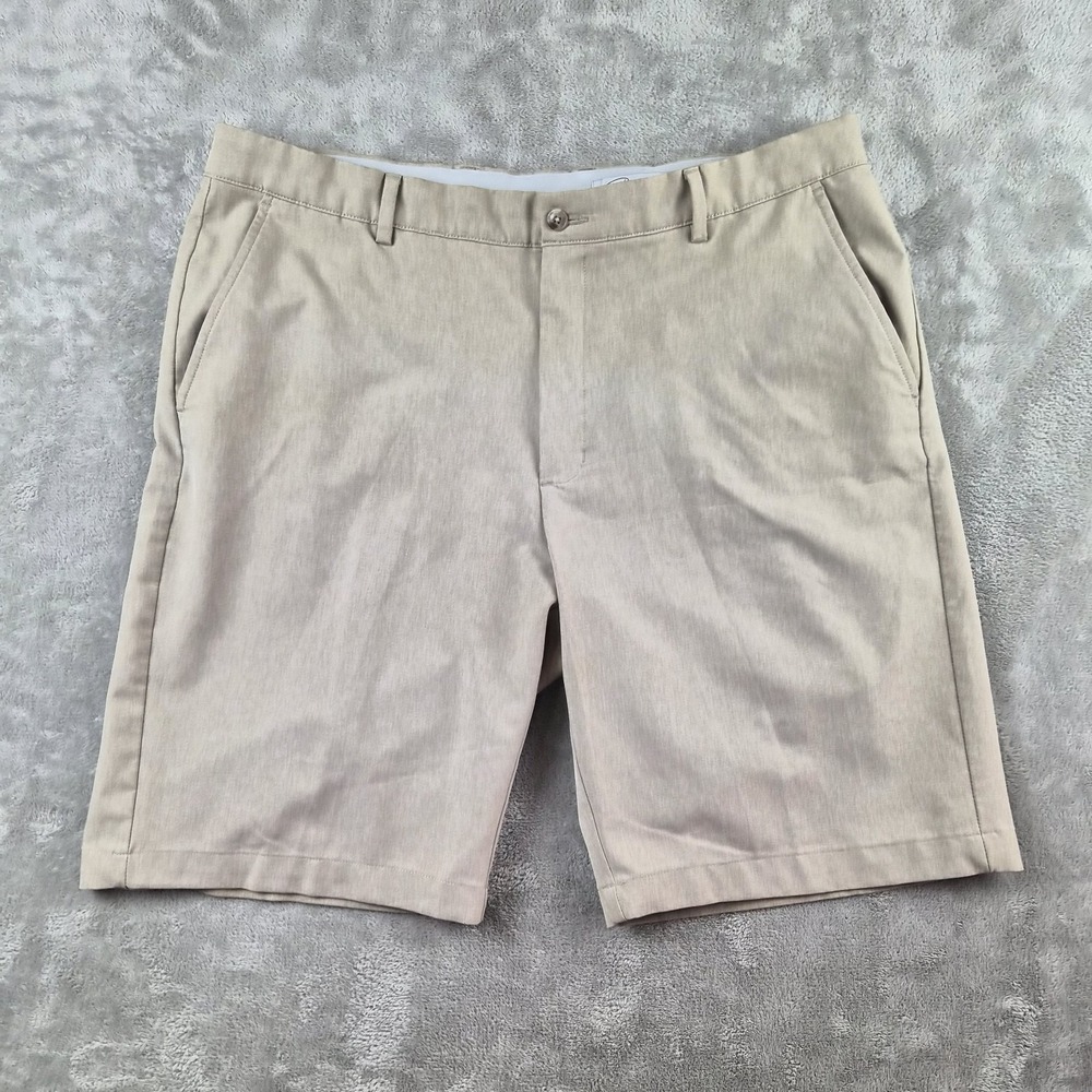 Greg Norman Mens Golf Shorts 38x9 Khaki Stretch Performance Flat Front Casual